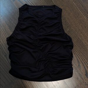 Black Ruched Sleeveless Top